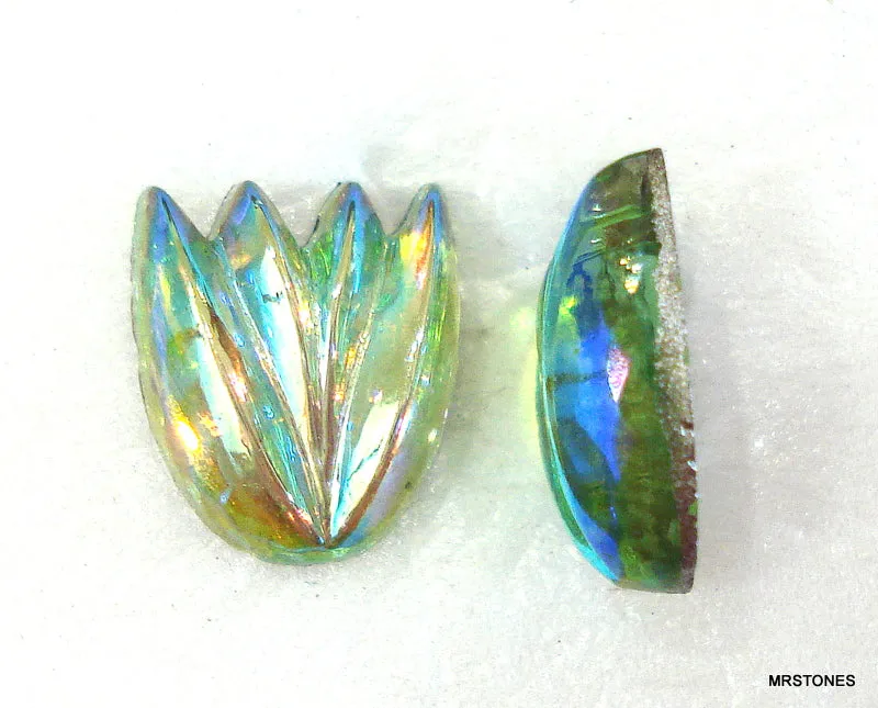 12x10mm Peridot AB Flat Back Flower Claw