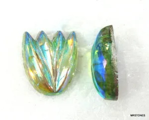 12x10mm Peridot AB Flat Back Flower Claw