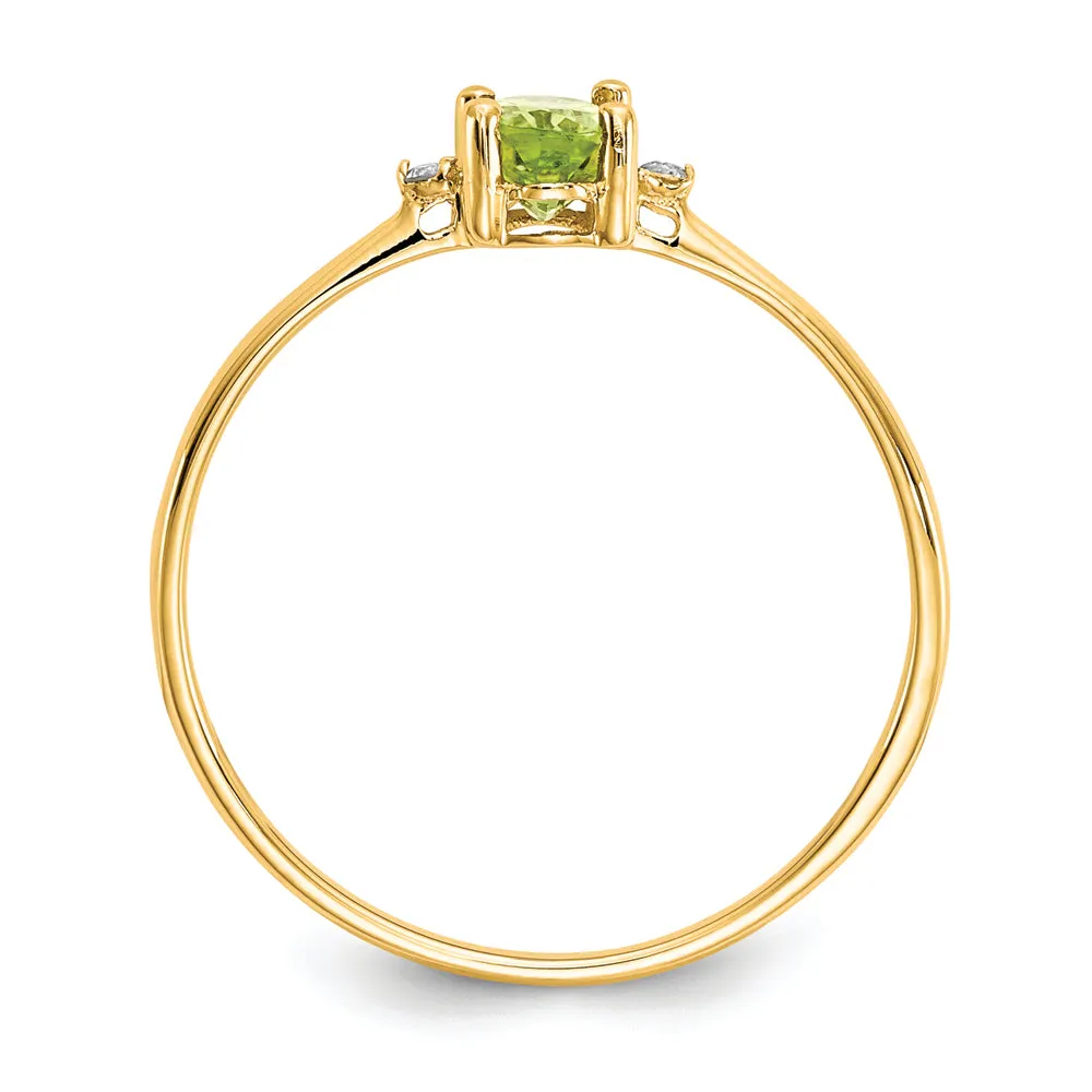 14k Diamond & Peridot Birthstone Ring QG