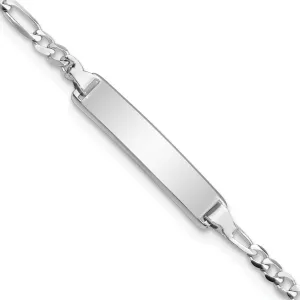14K White Gold Children Figaro Link ID Bracelet