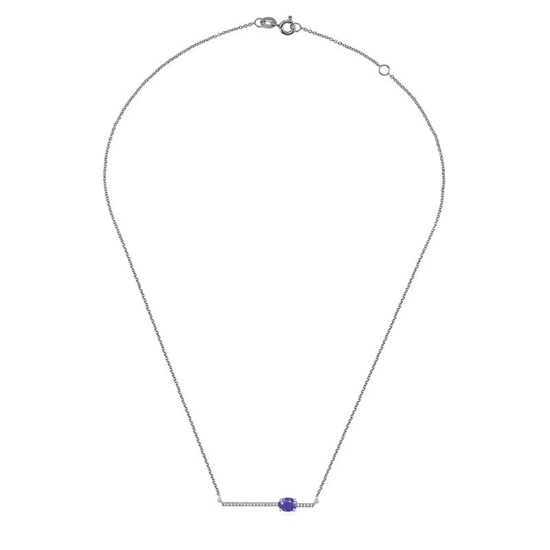 18k Gold Line Diamond Necklace with Sapphire