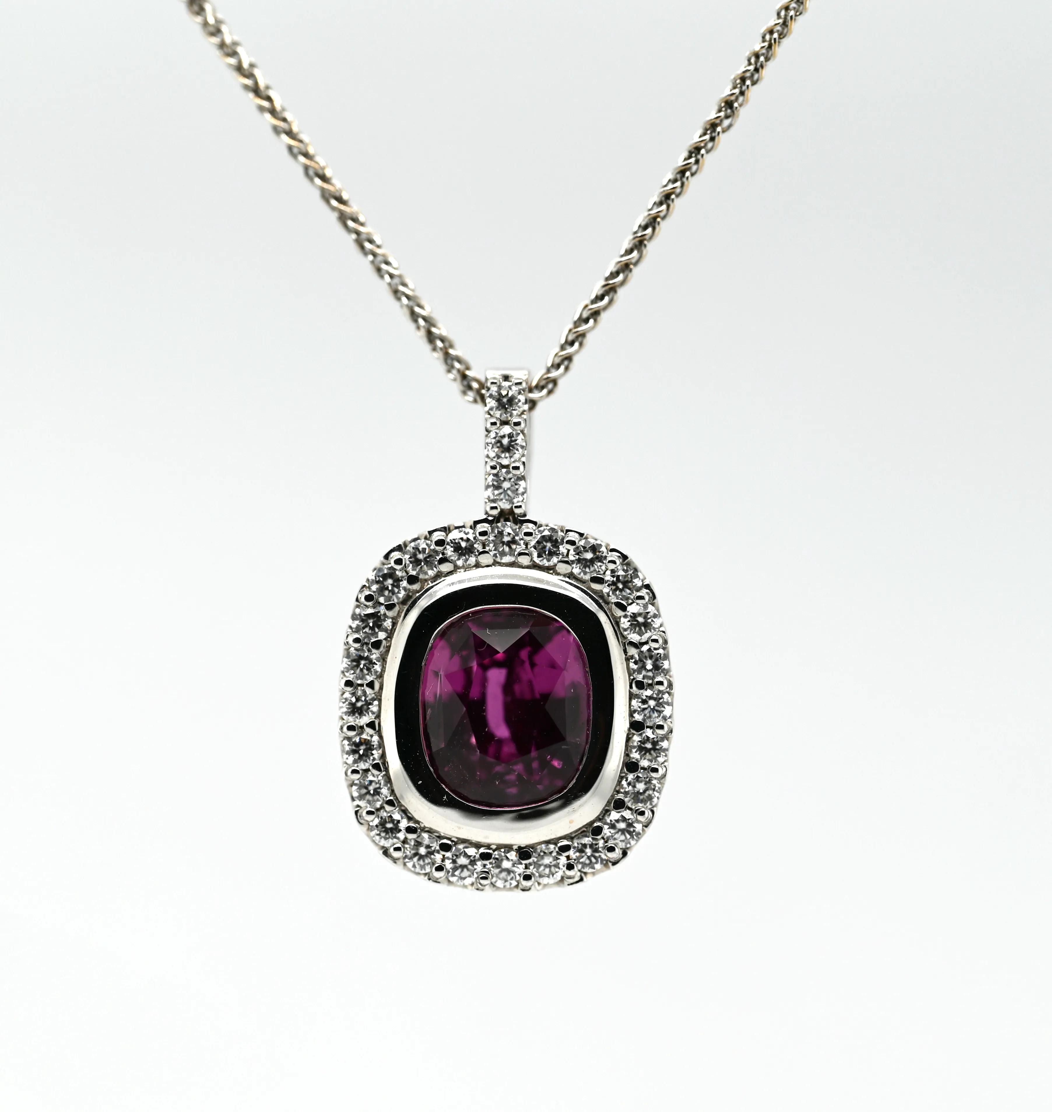 4.22CT Sapphire and Diamond Custom Pendant