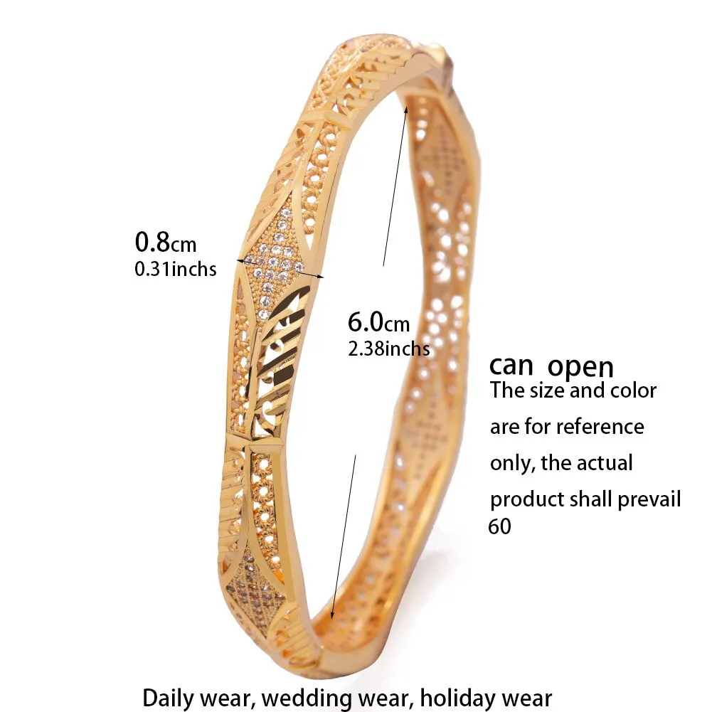 4Pcs/Lot Gold Color Inlaid Stone Ethiopian African Accessories Bangles For Women