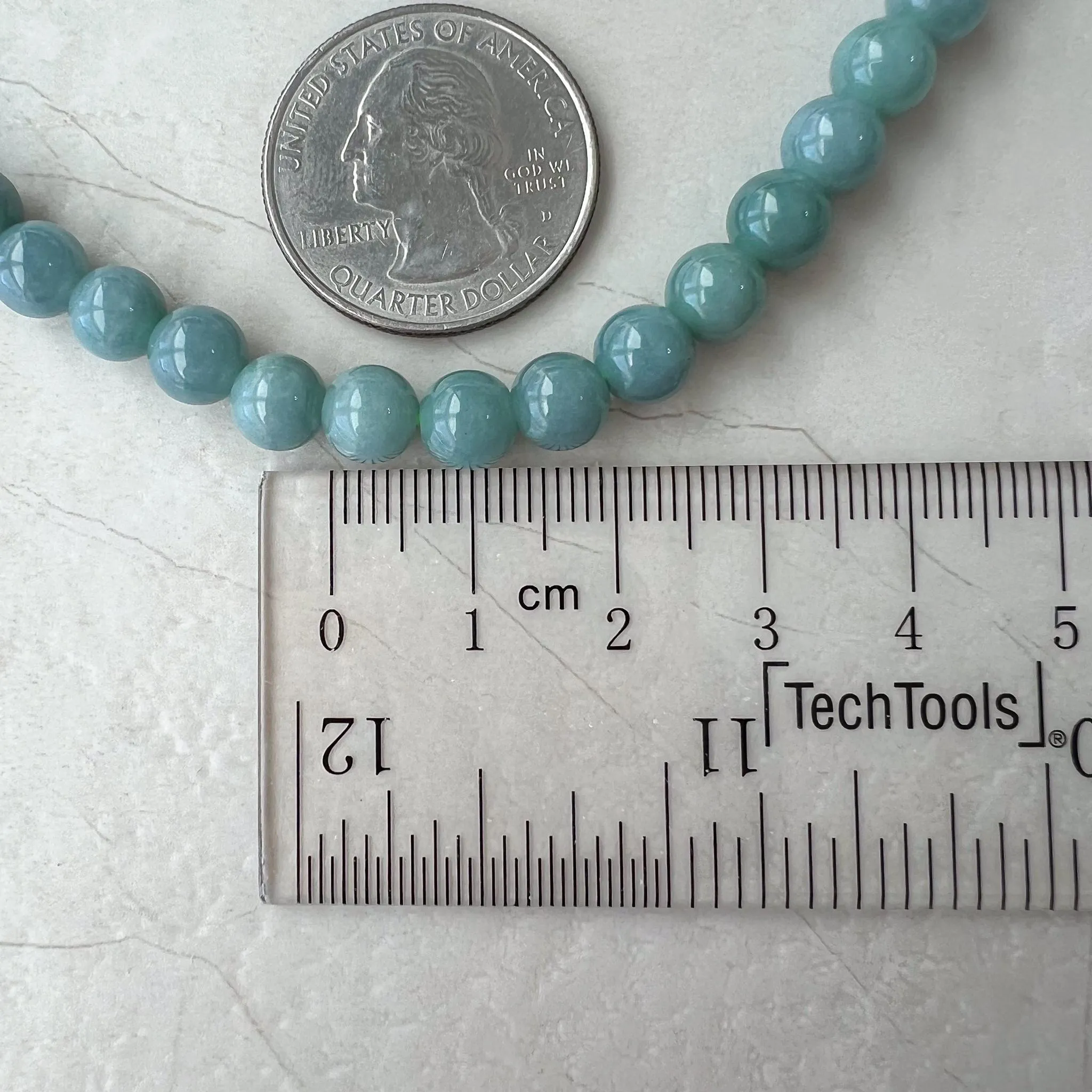 6.7 mm 108 Light Green Blue Jadeite Jade Mala Prayer Beads Bracelet Necklace, SCA-0424-1727838828