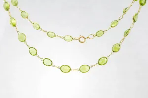 9ct Yellow Gold Peridot Graduated Line Necklace
