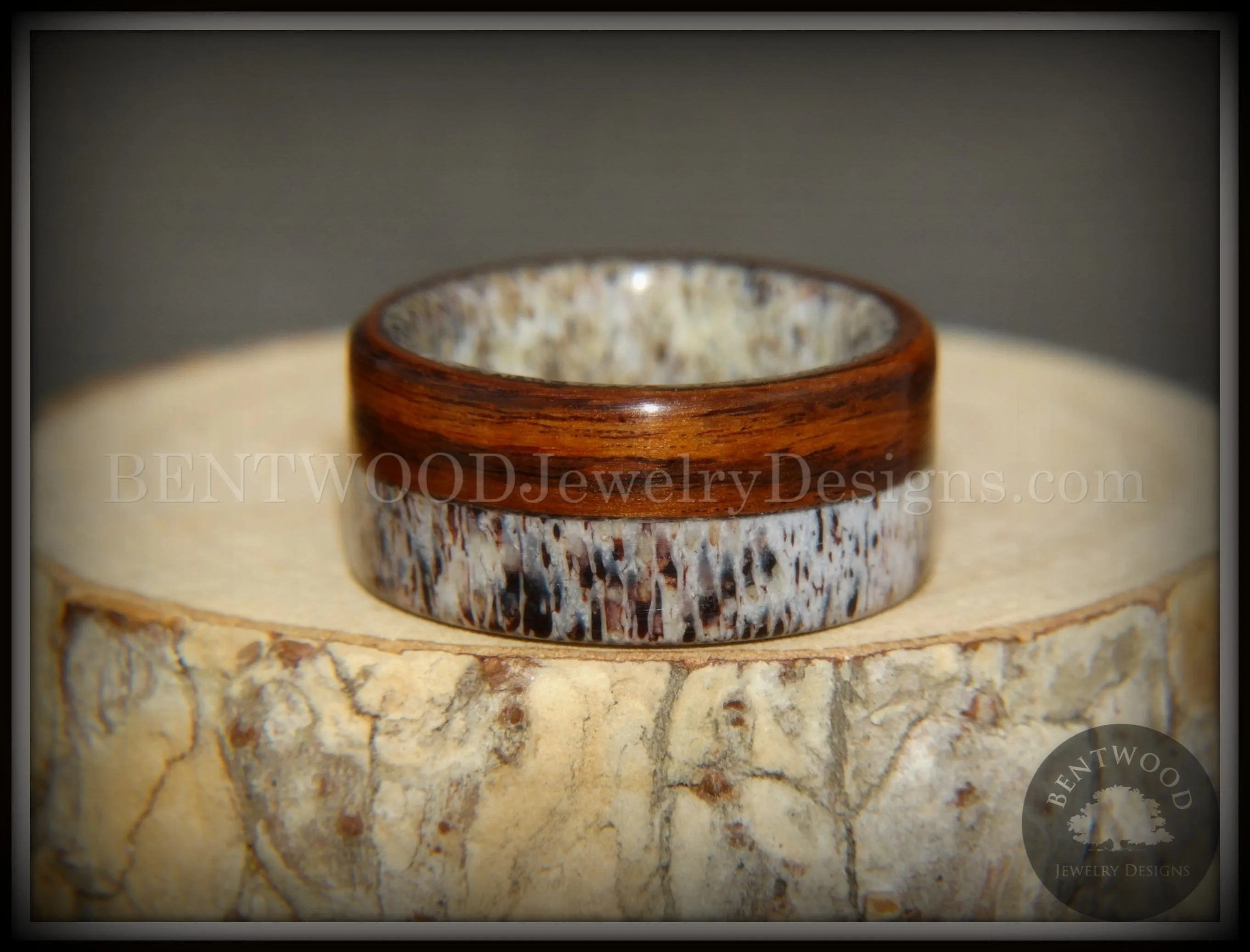 Bentwood Ring - "The Pursuit" Antler and Rosewood Inlay
