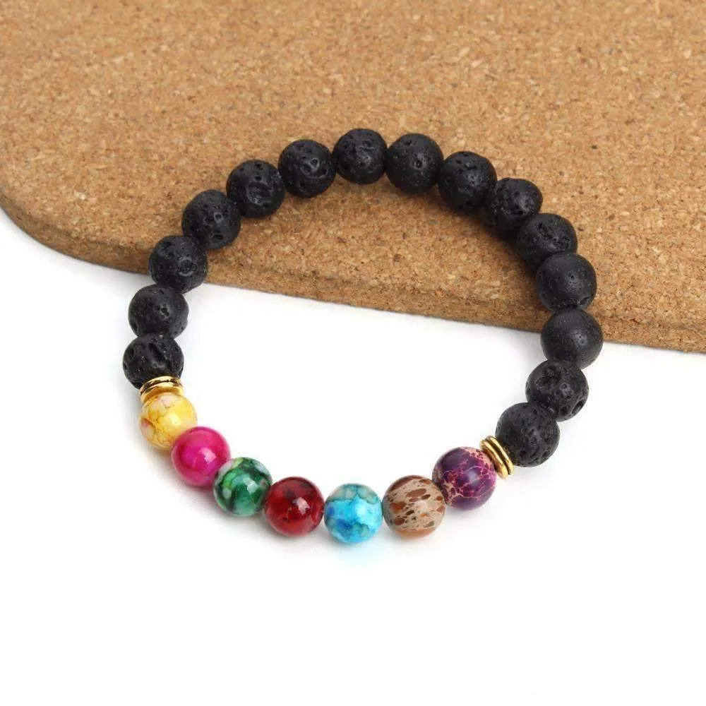 Black Lava Stone Chakra Pulse Bracelet