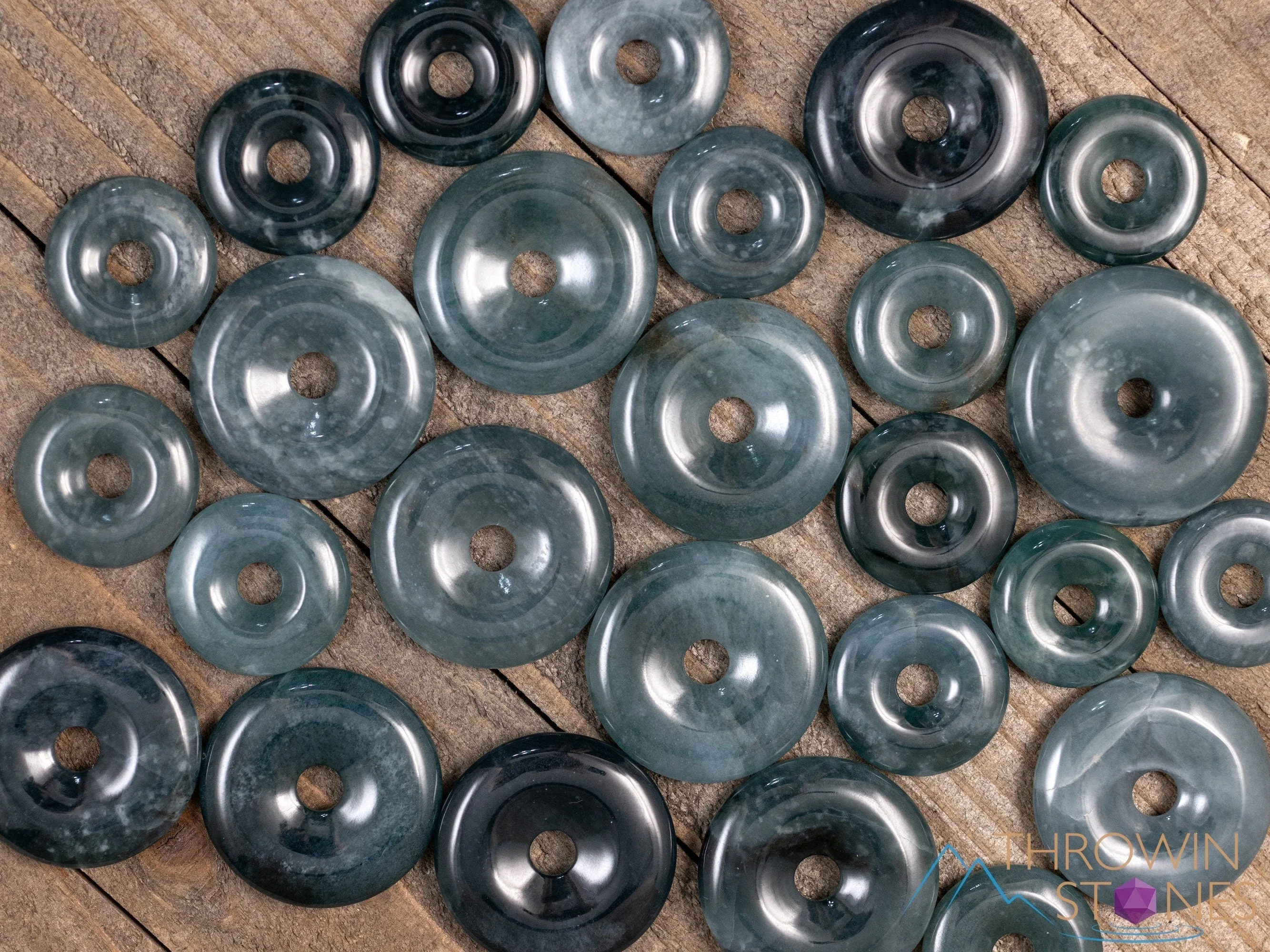 Blue JADE Crystal Pendant - Donut Bead - Handmade Jewelry, Healing Crystals and Stones, E2072