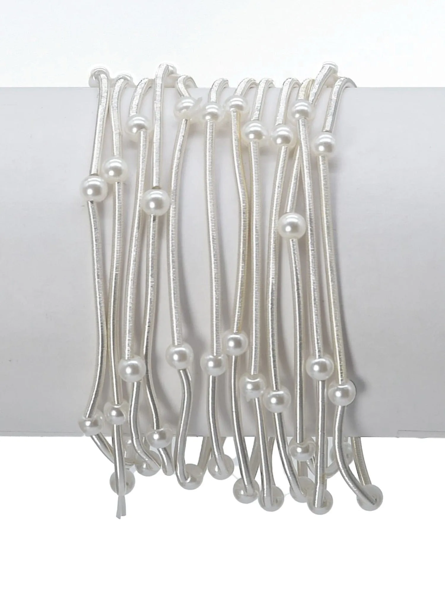CB2179 Multi Strand Coil Bracelet with Pearl