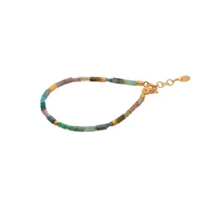 Chrysoprase, Amazonite, Jasper, Emerald, Prehnite, Peridot, Zircon, Turquoise, Chrysocolla, Pearls 24K Gold Vermeil Bracelet