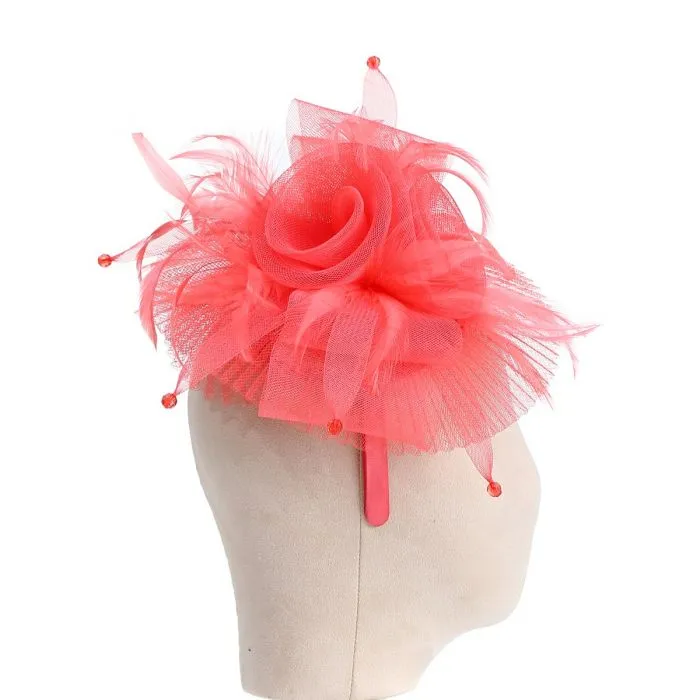 Coral Flower Style Fascinator