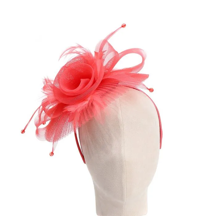 Coral Flower Style Fascinator