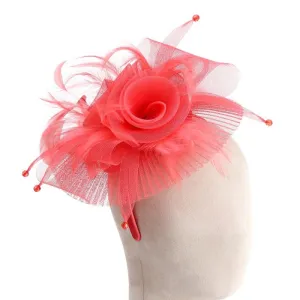Coral Flower Style Fascinator