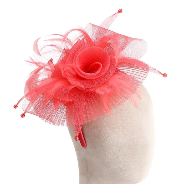 Coral Flower Style Fascinator