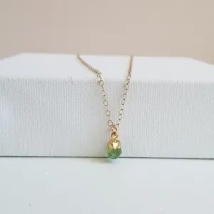 Delicate Raw Peridot Necklace, Birthday Gift Idea