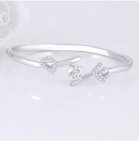 doveggs moissanite platinum plated silver 1 carat heart arrows cut moissanite bracelet bangle