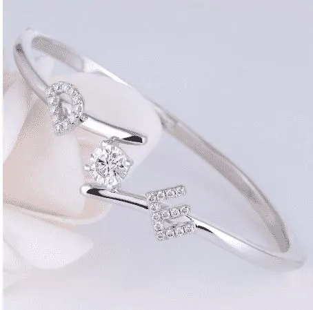 doveggs moissanite platinum plated silver 1 carat heart arrows cut moissanite bracelet bangle