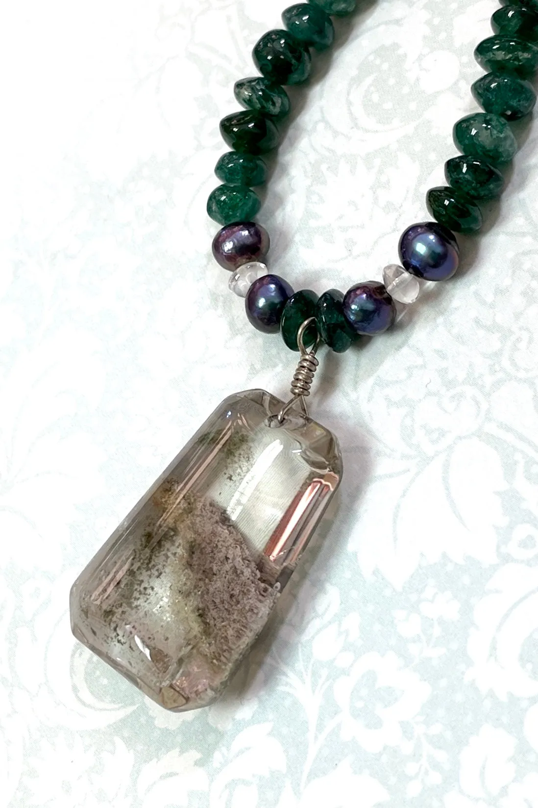 Echo Lodalite and Green Quartz Necklace