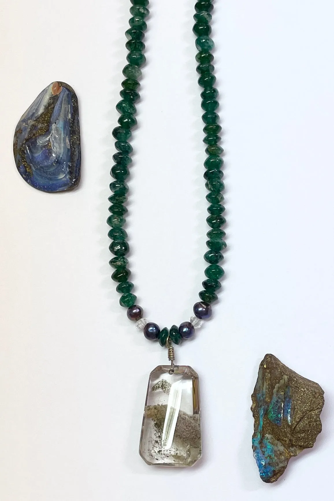 Echo Lodalite and Green Quartz Necklace