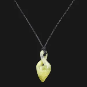 Eternal Love & Friendship Maori Twist Pendant Necklace with Green Jade Flower. Perfect Gift for Women. Surfer Necklace, Relationship Jewelry