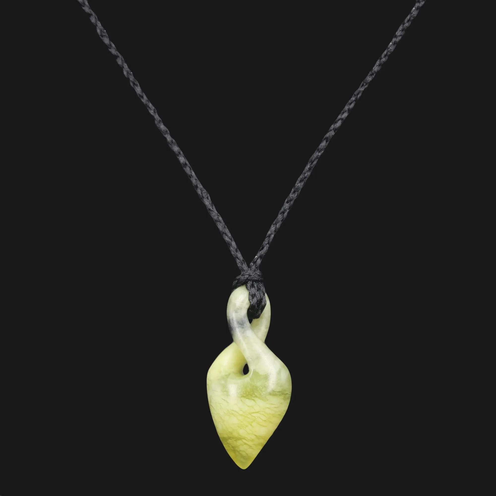 Eternal Love & Friendship Maori Twist Pendant Necklace with Green Jade Flower. Perfect Gift for Women. Surfer Necklace, Relationship Jewelry