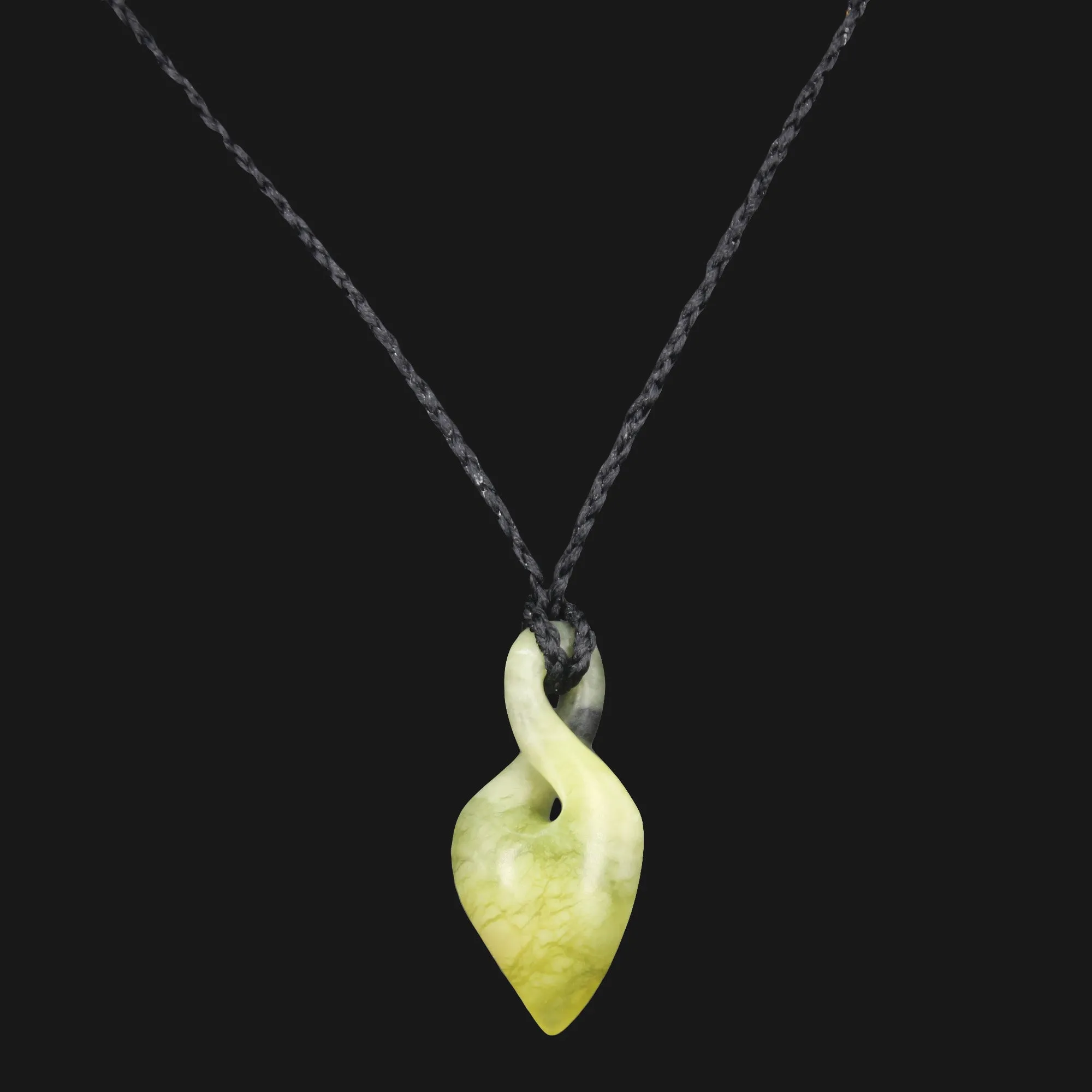 Eternal Love & Friendship Maori Twist Pendant Necklace with Green Jade Flower. Perfect Gift for Women. Surfer Necklace, Relationship Jewelry