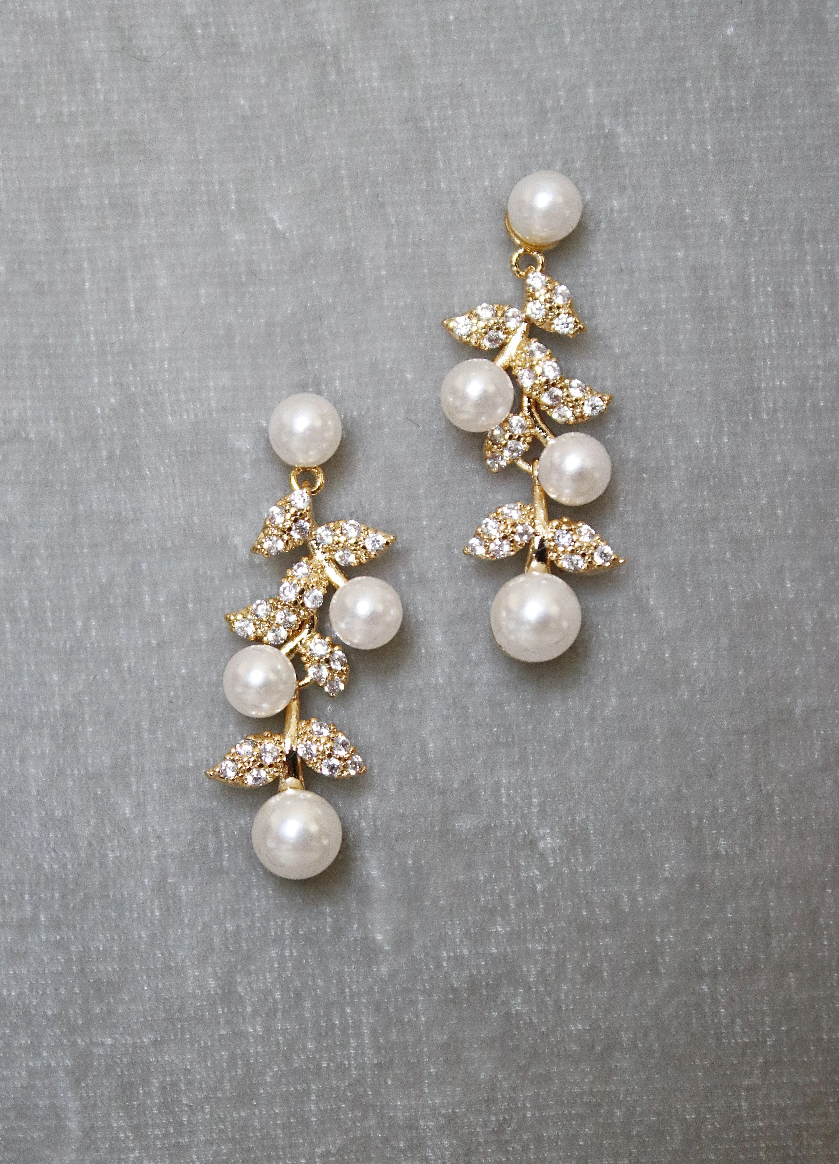 ETTA Simulated Diamond and Pearl Earrings