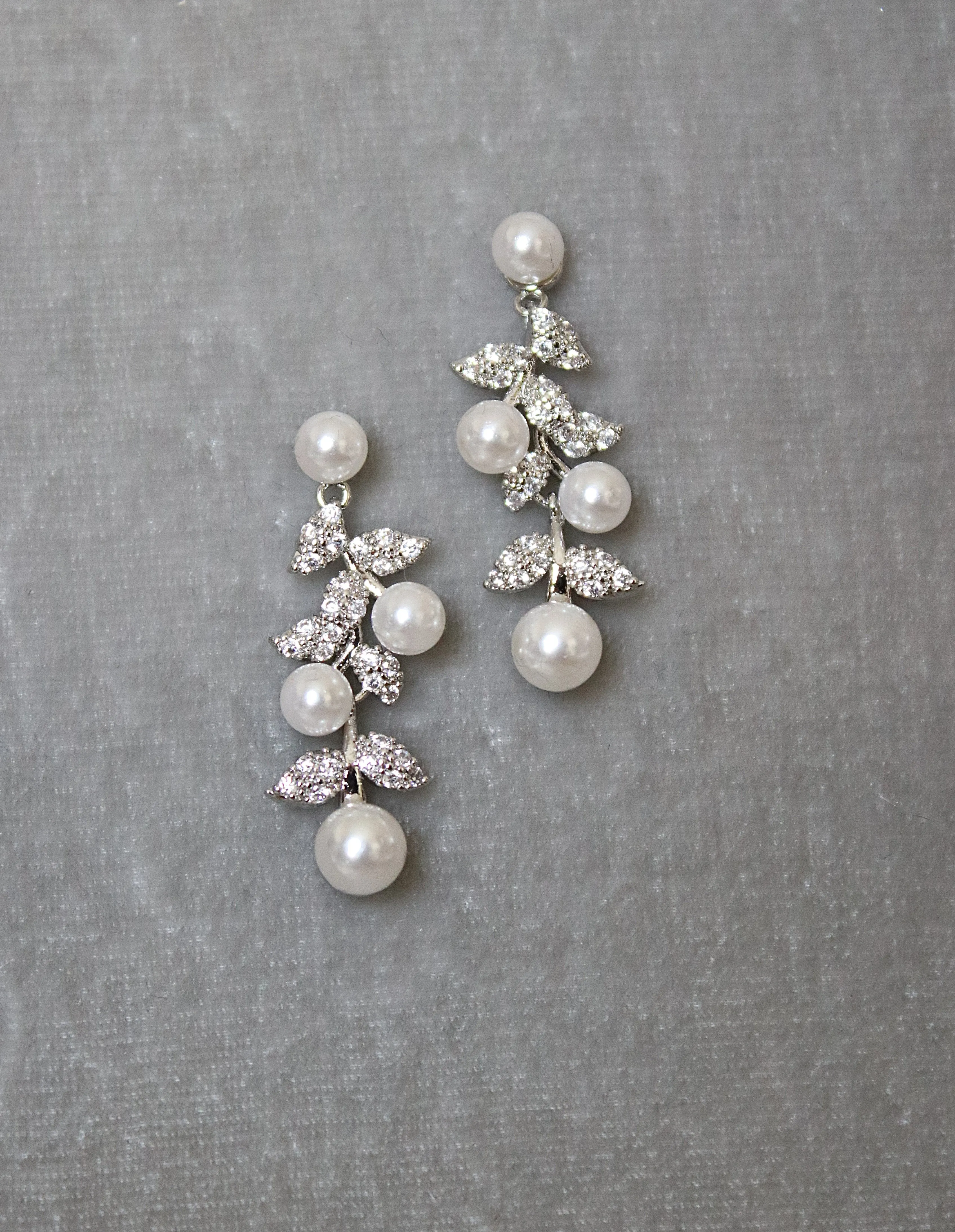 ETTA Simulated Diamond and Pearl Earrings