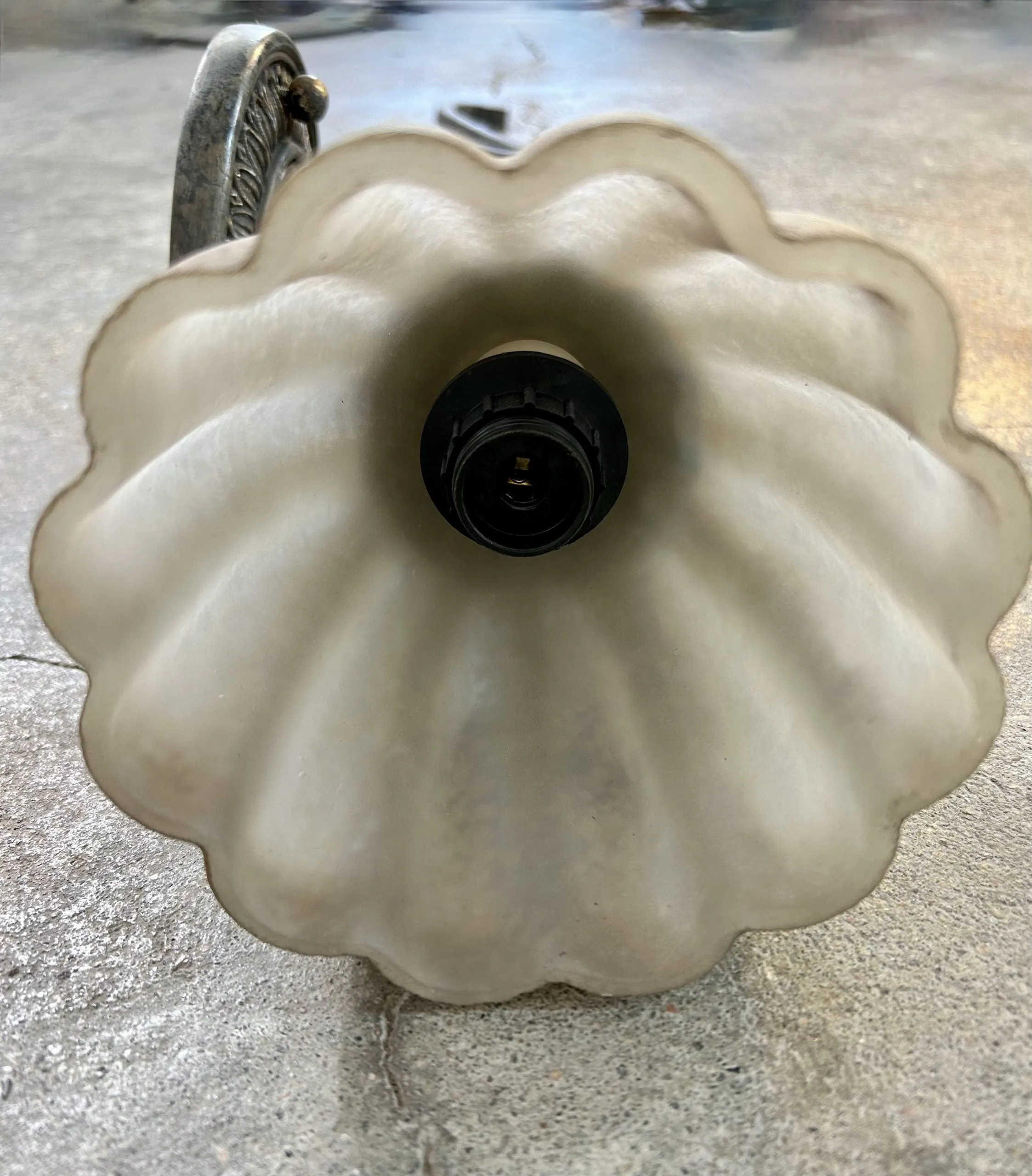 Fine Arts Lamps Wall Light, Frosted, Fluted Glass, Traditional, Iron Frame, Ornate
