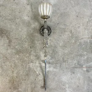 Fine Arts Lamps Wall Light, Frosted, Fluted Glass, Traditional, Iron Frame, Ornate