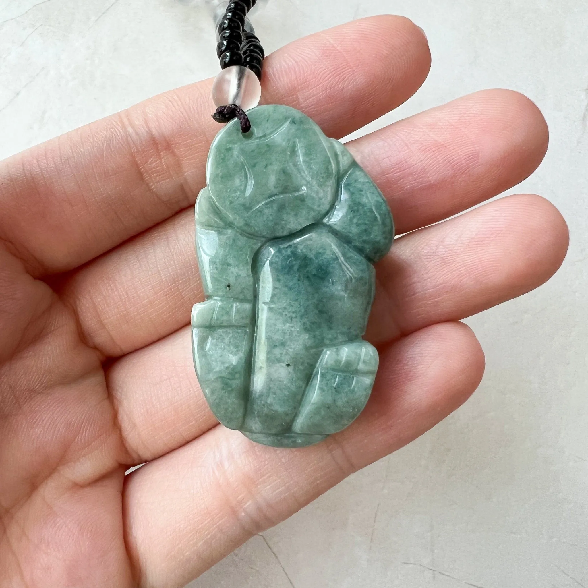 Green Jadeite Jade, Dragon Pixiu Pi Xiu, 貔貅, Left Side Pendant, Dragon Chinese Carved Pendant, YJ-0622-0362012-2