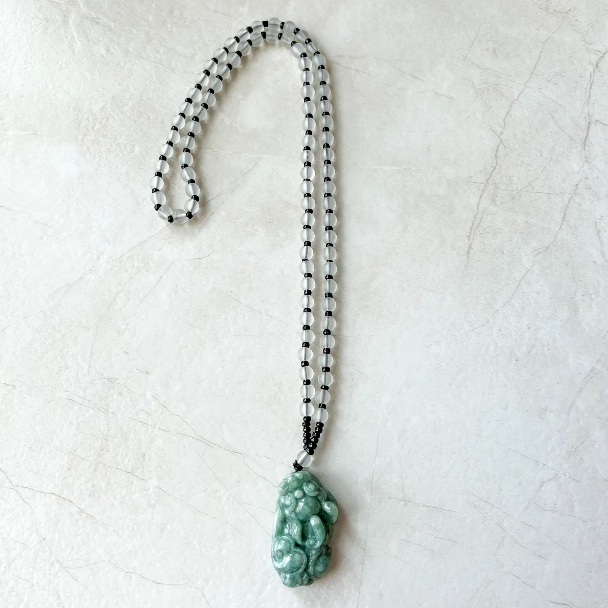 Green Jadeite Jade, Dragon Pixiu Pi Xiu, 貔貅, Right Side Pendant, Dragon Chinese Carved Pendant, YJ-0622-0362012-1