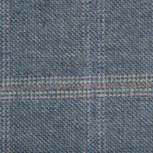 Grey And Blue With Pink/Purple/Green Check Moonstone Tweed All Wool
