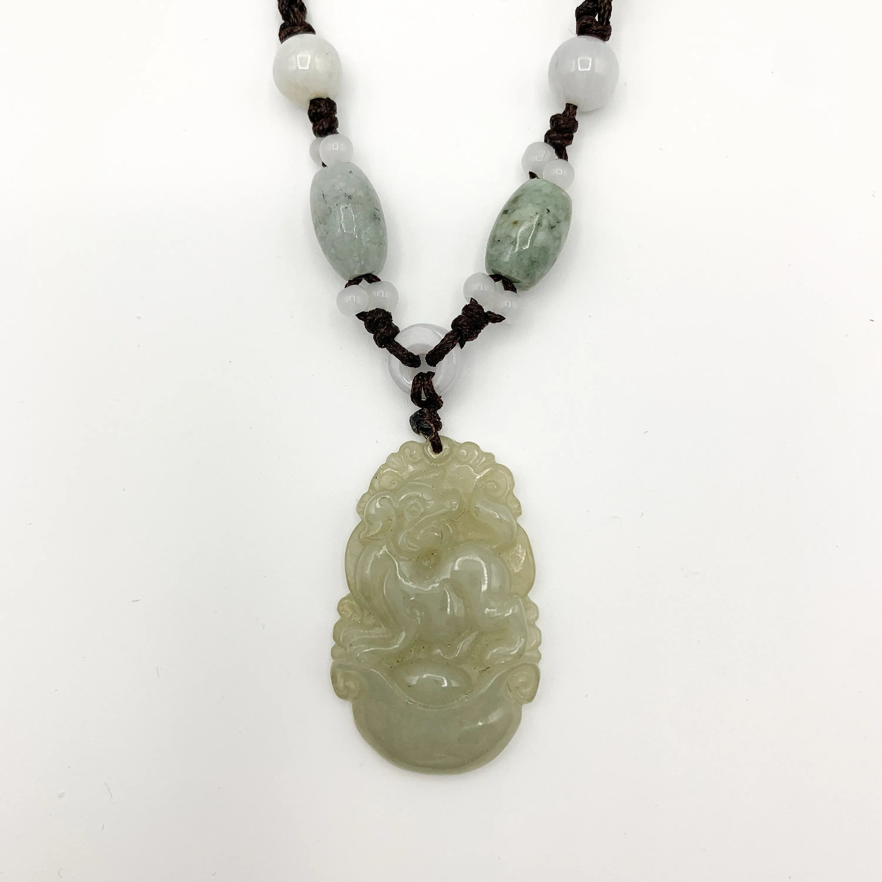 Jadeite Jade Dog Chinese Zodiac Hand Carved Red Pendant Necklace, YW-0110-1647059848