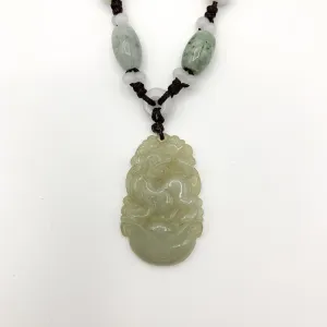 Jadeite Jade Dog Chinese Zodiac Hand Carved Red Pendant Necklace, YW-0110-1647059848