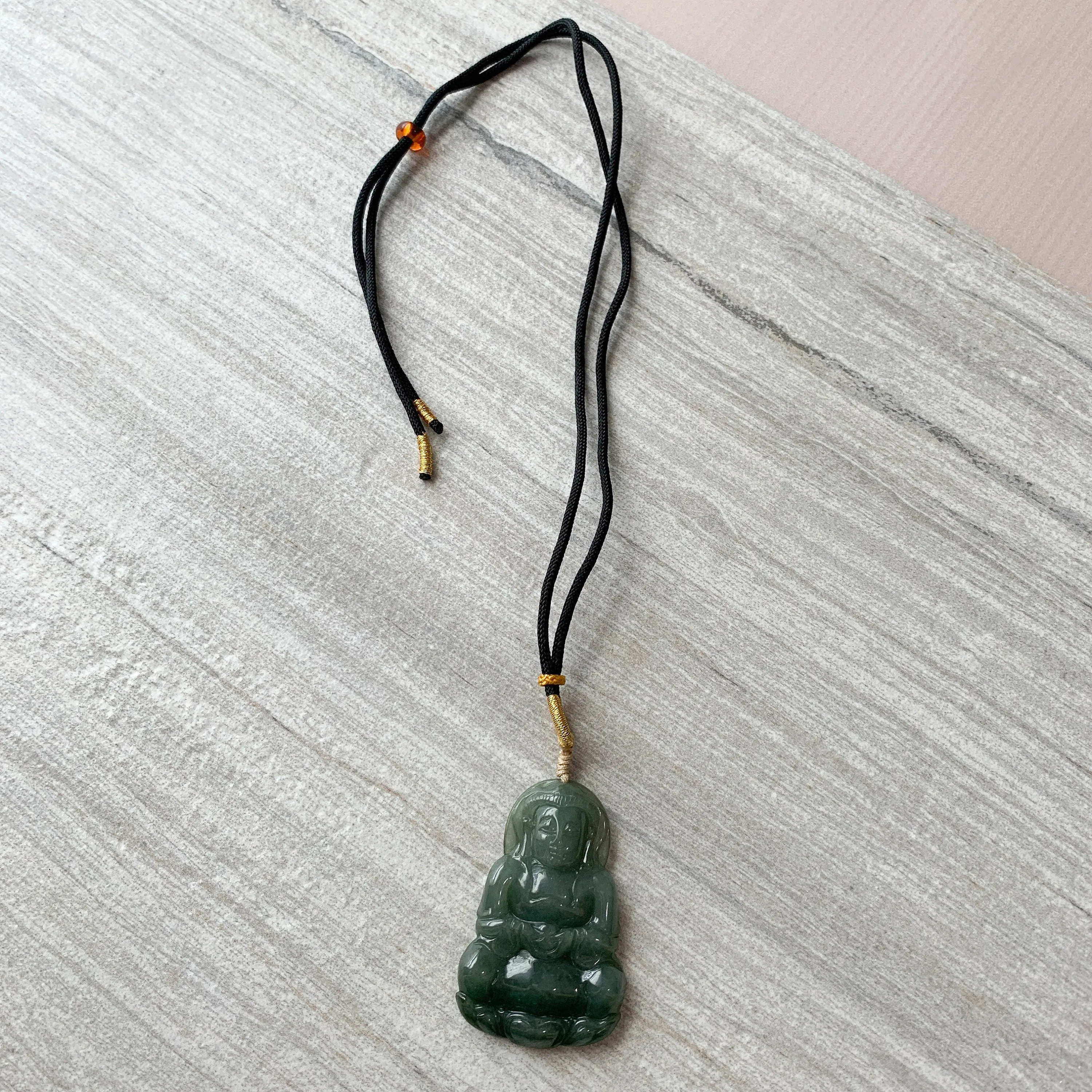 Jadeite Jade Guan Yin Avalokiteshvara Hand Carved Pendant Necklace, YJ-0321-0372113