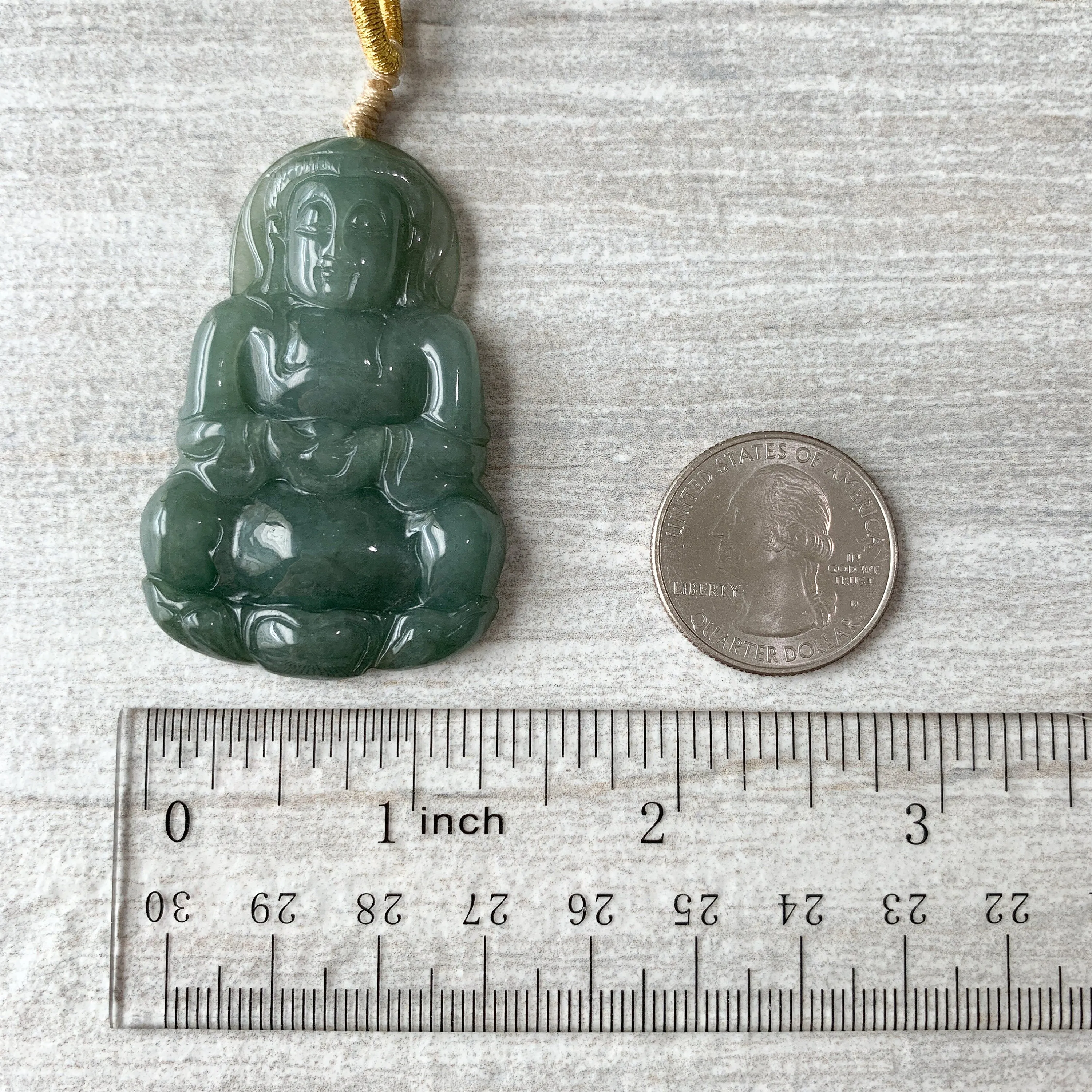 Jadeite Jade Guan Yin Avalokiteshvara Hand Carved Pendant Necklace, YJ-0321-0372113