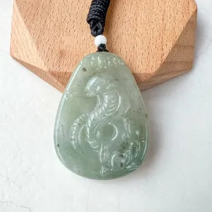 Jadeite Jade Snake Chinese Zodiac Carved Pendant Necklace, YJ-0321-0323363