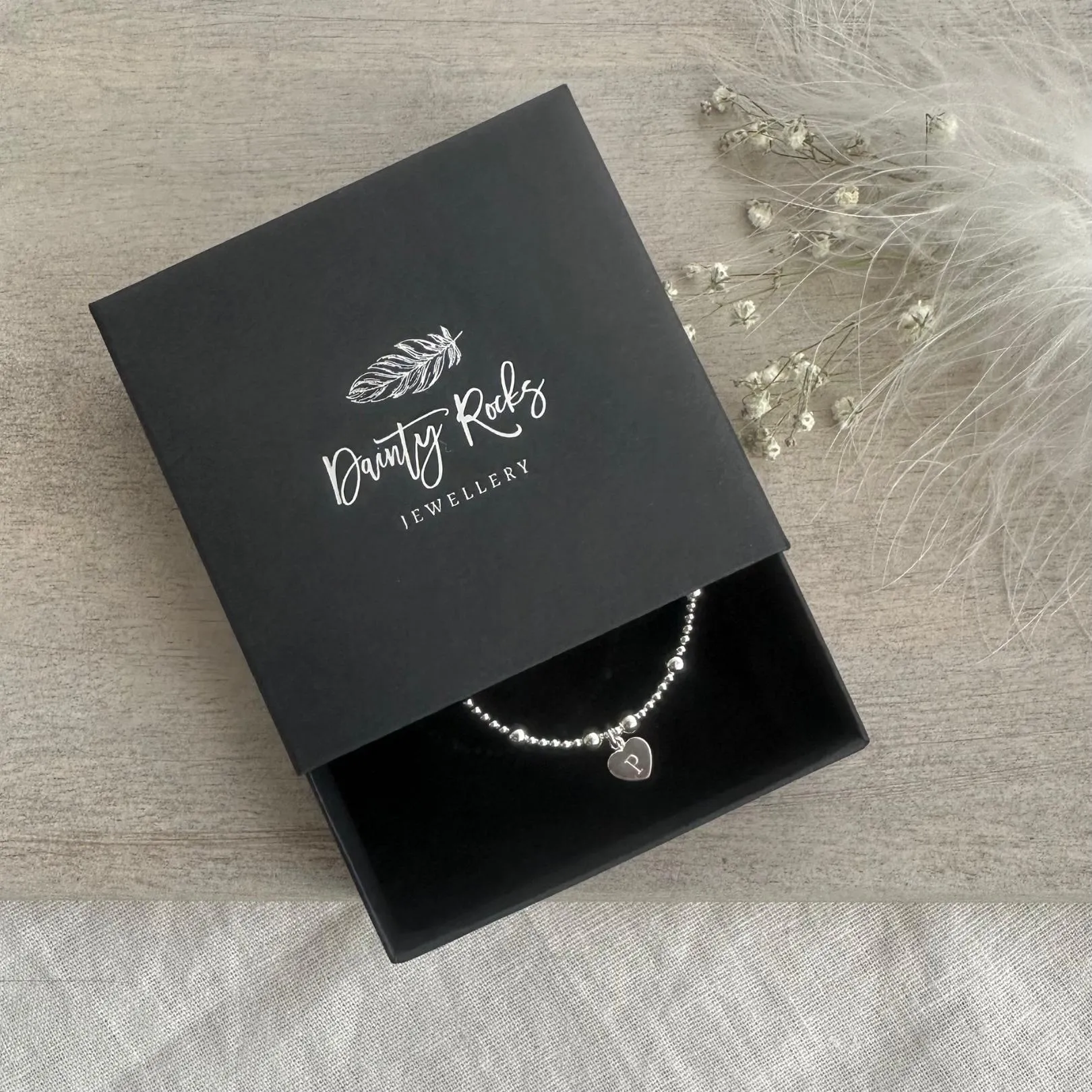 Layering Bracelet Set in sterling silver, Personalised birthstone initial jewellery