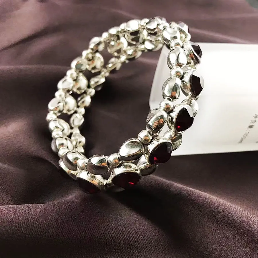 Luxury Fashion Bracelet for Women Inlaid Crystal  Punk Personality Wide Color Elastic Bracelet
