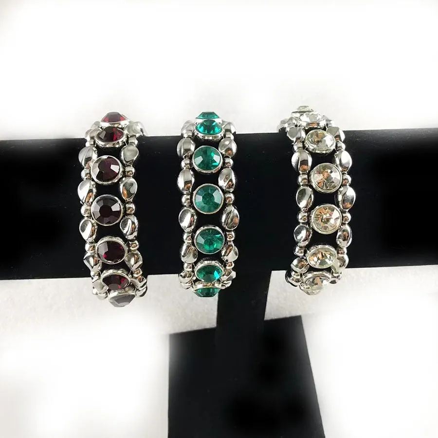 Luxury Fashion Bracelet for Women Inlaid Crystal  Punk Personality Wide Color Elastic Bracelet