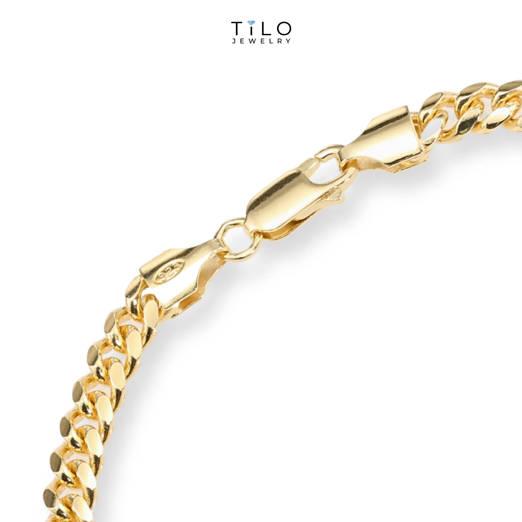 Miami Cuban Bracelet Dipped in 14k Yellow Gold, Solid Bracelet Available in 8 Inches or Adjustable Length 7 - 8 inches, Made In Italy in Sterling Silver