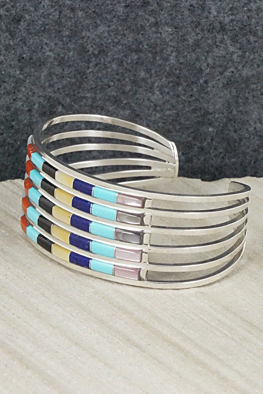 Multi Stone & Sterling Silver Inlay Bracelet - Anson Wallace