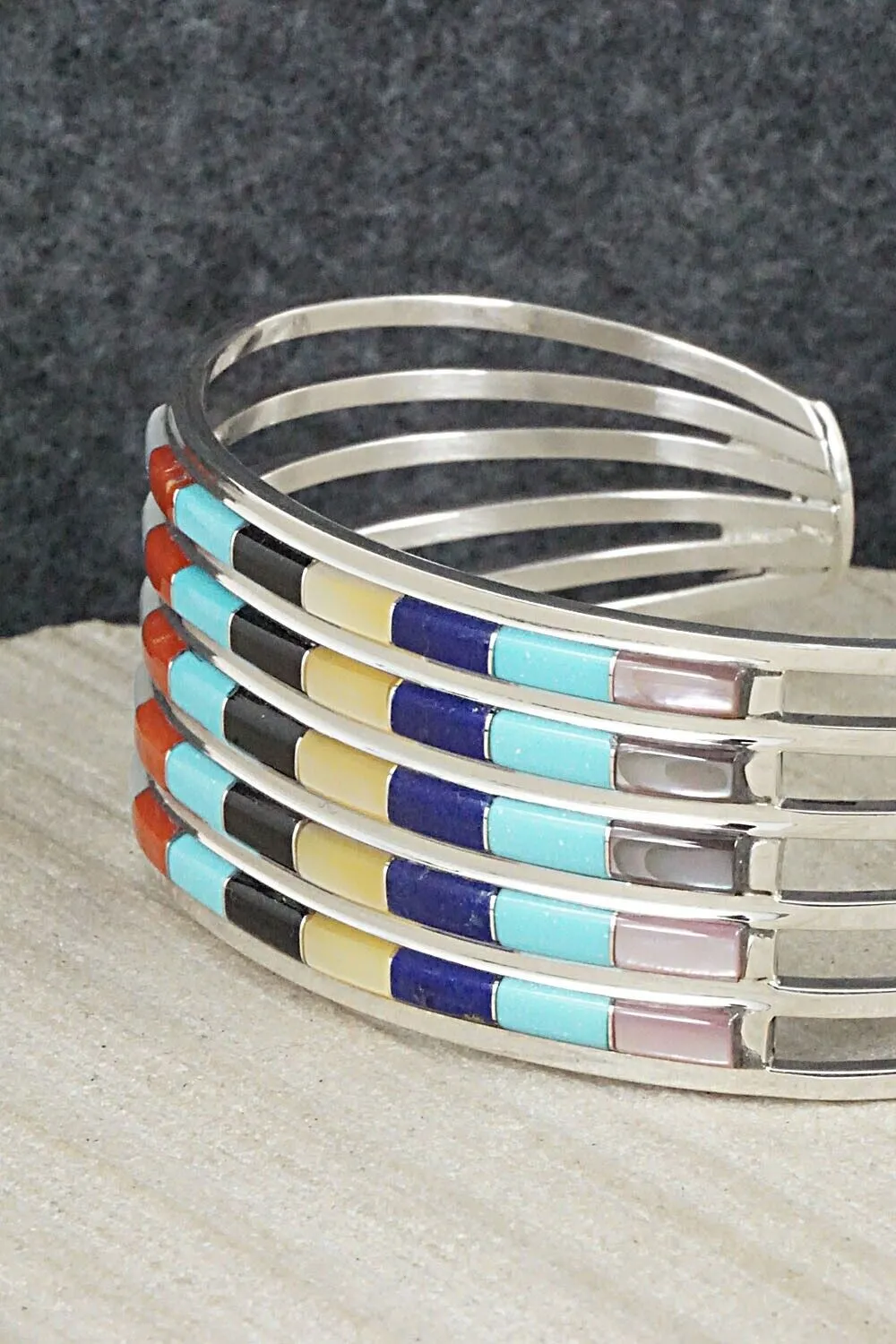 Multi Stone & Sterling Silver Inlay Bracelet - Anson Wallace