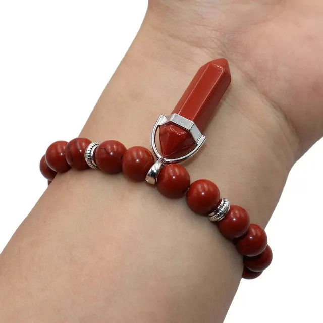 Natural Stone Hexagonal Yoga Bracelet Crystal Beads Spiritual Bracelet