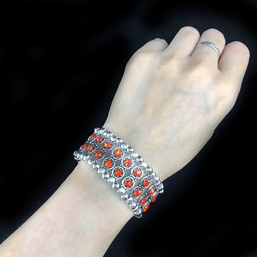 New Fashion Women Elastic Inlaid Rhinestone Alloy Antique Bracelet