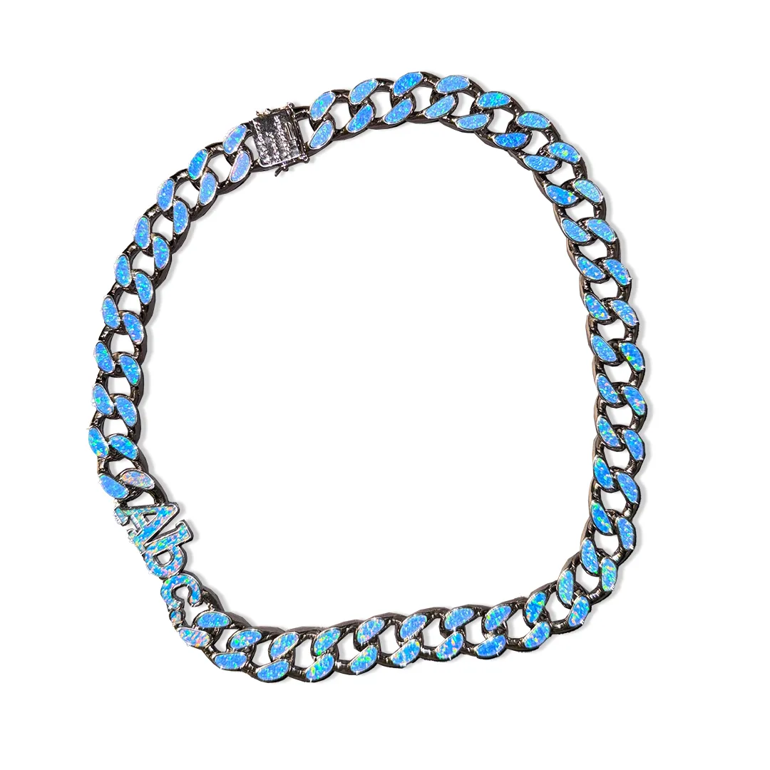Opal Opal Opal Curb Link Necklace (Royal Galaxy)