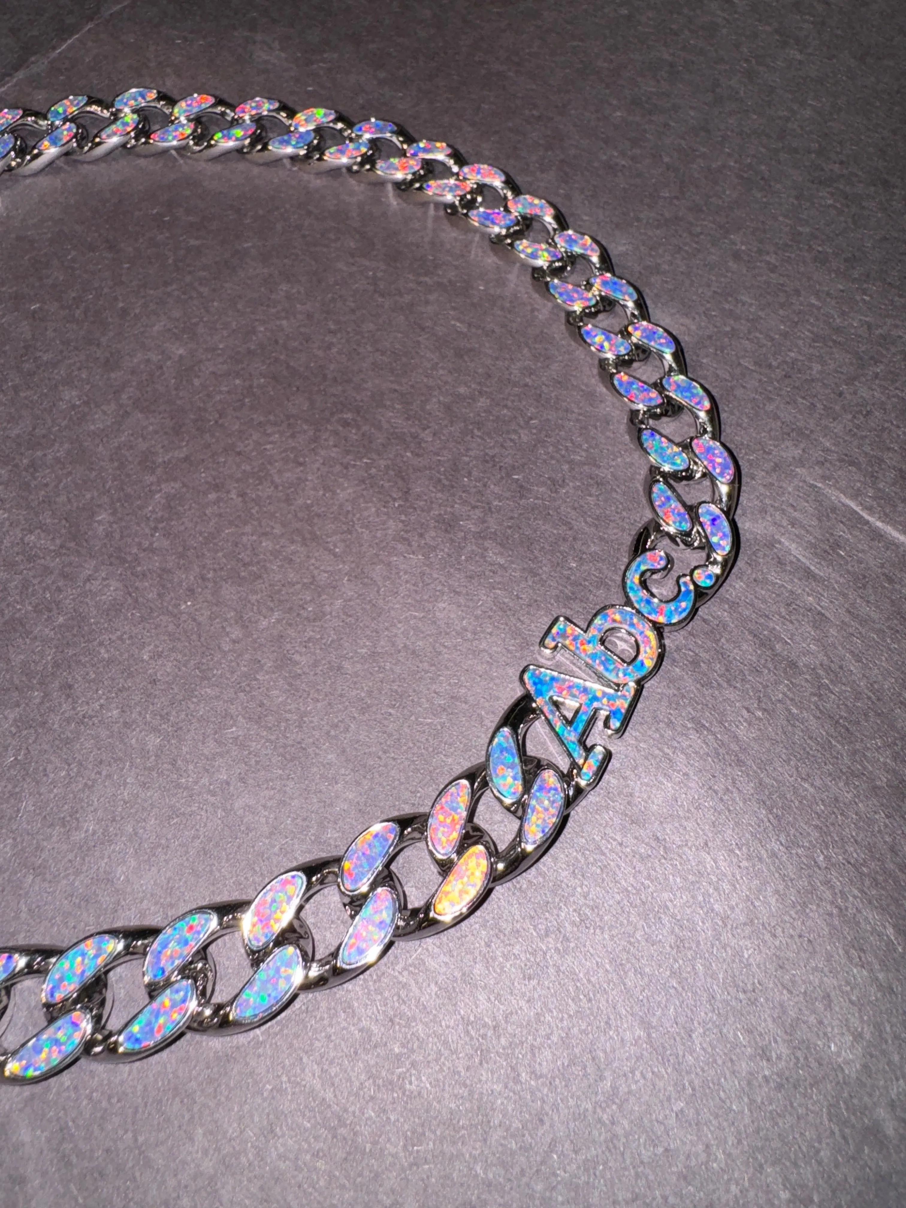 Opal Opal Opal Curb Link Necklace (Royal Galaxy)