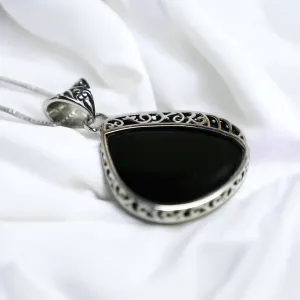 Ornate Black Obsidian Pendant