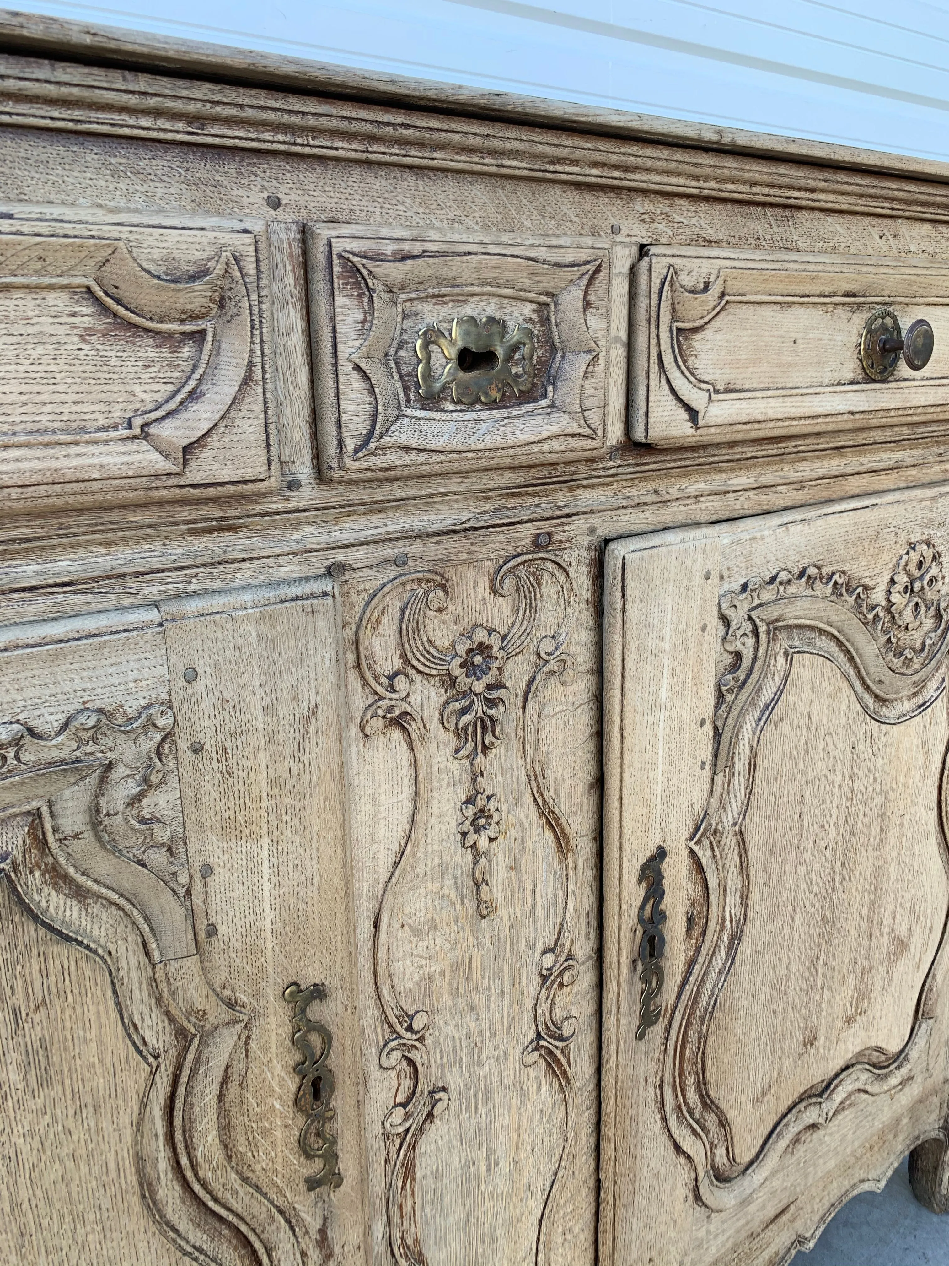 Ornate Bleached Antique Sideboard